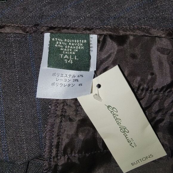Eddie Bauer Vashon Fit Nwt Pinstripe Trouser Slacks Pants Size 14T Tall 14 - Picture 7 of 7